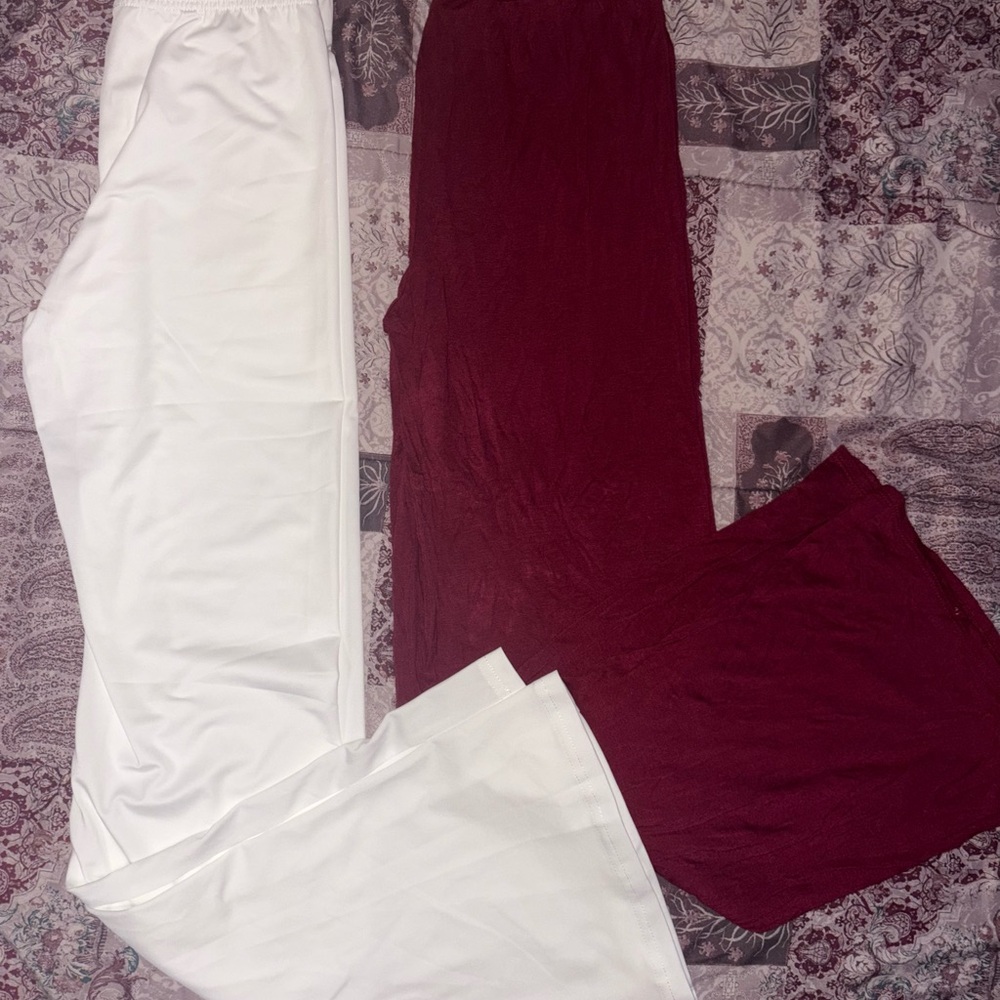 White and Burgundy Pants Set